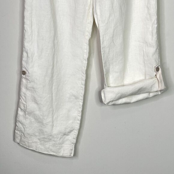 LOFT Lounge Linen Roll Hem Wide Leg Pants Women's Size 8 - Picture 5 of 8